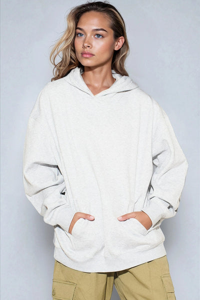 Silver Grey Aftershock Logo Oversized Hoodie