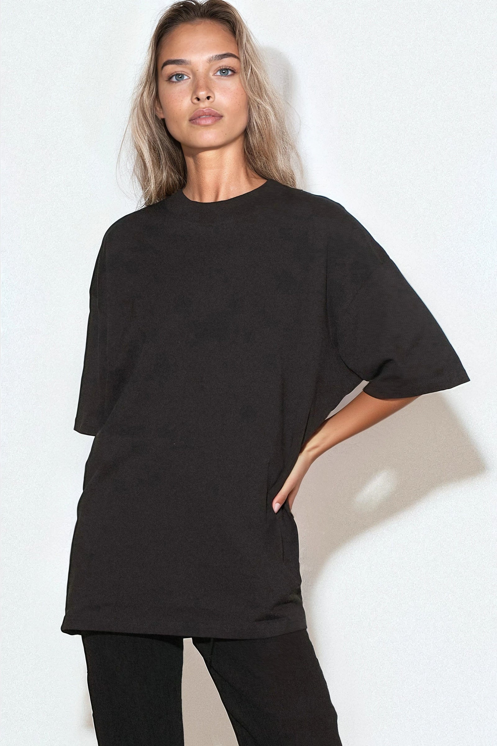 Black Logo Cotton Oversized T Shirt