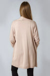 Beige Ribbed Cardigan With Pockets