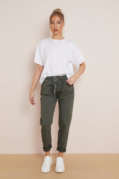 Khaki Magic Drawstring Trousers