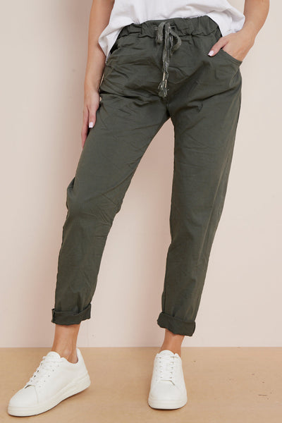 Khaki Magic Drawstring Trousers