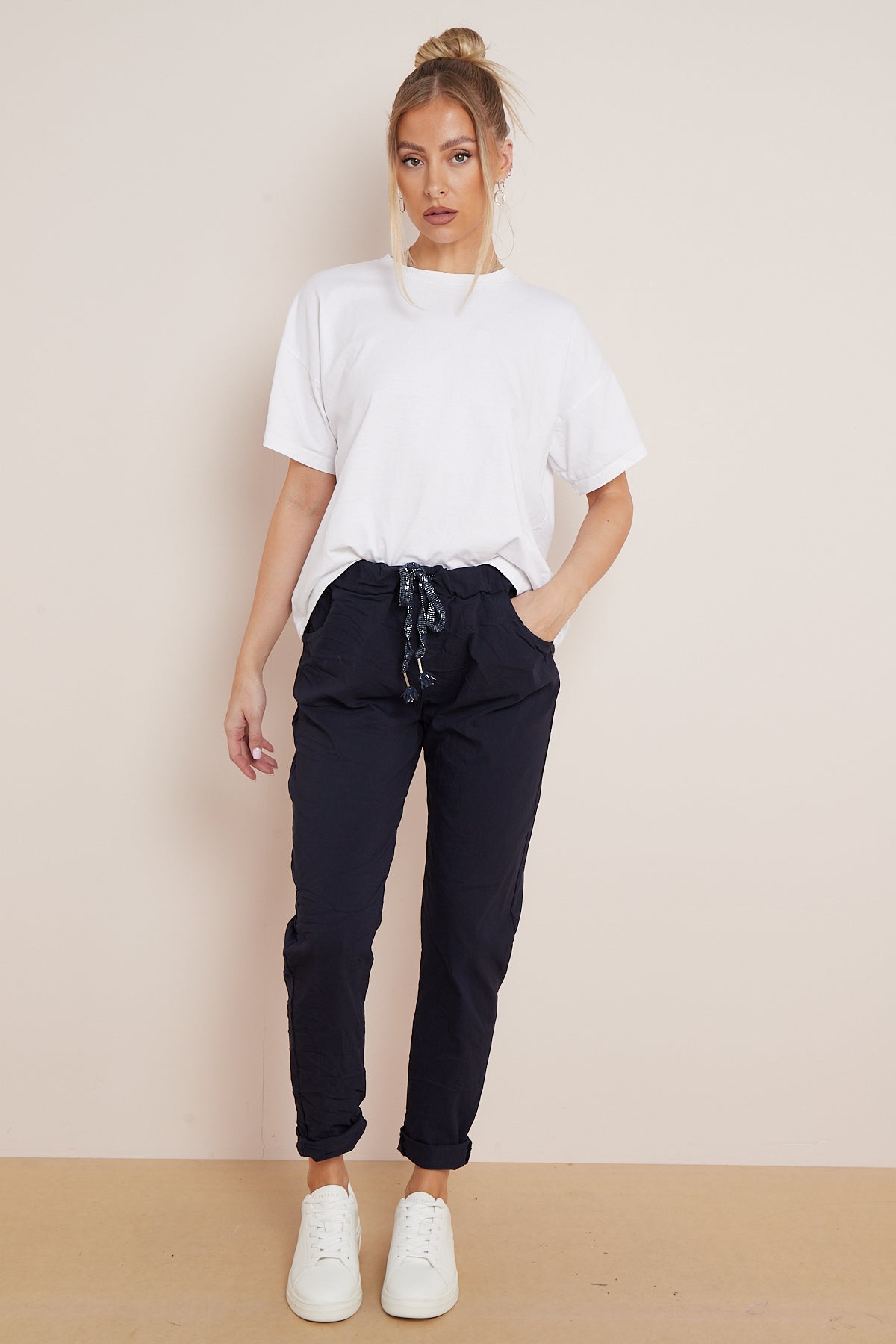 Navy Magic Drawstring Trousers