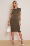 Khaki Sleeve Midi Dress