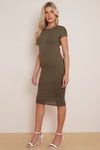 Khaki Sleeve Midi Dress