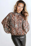 Brown Animal Print  Blouse