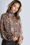 Brown Animal Print  Blouse
