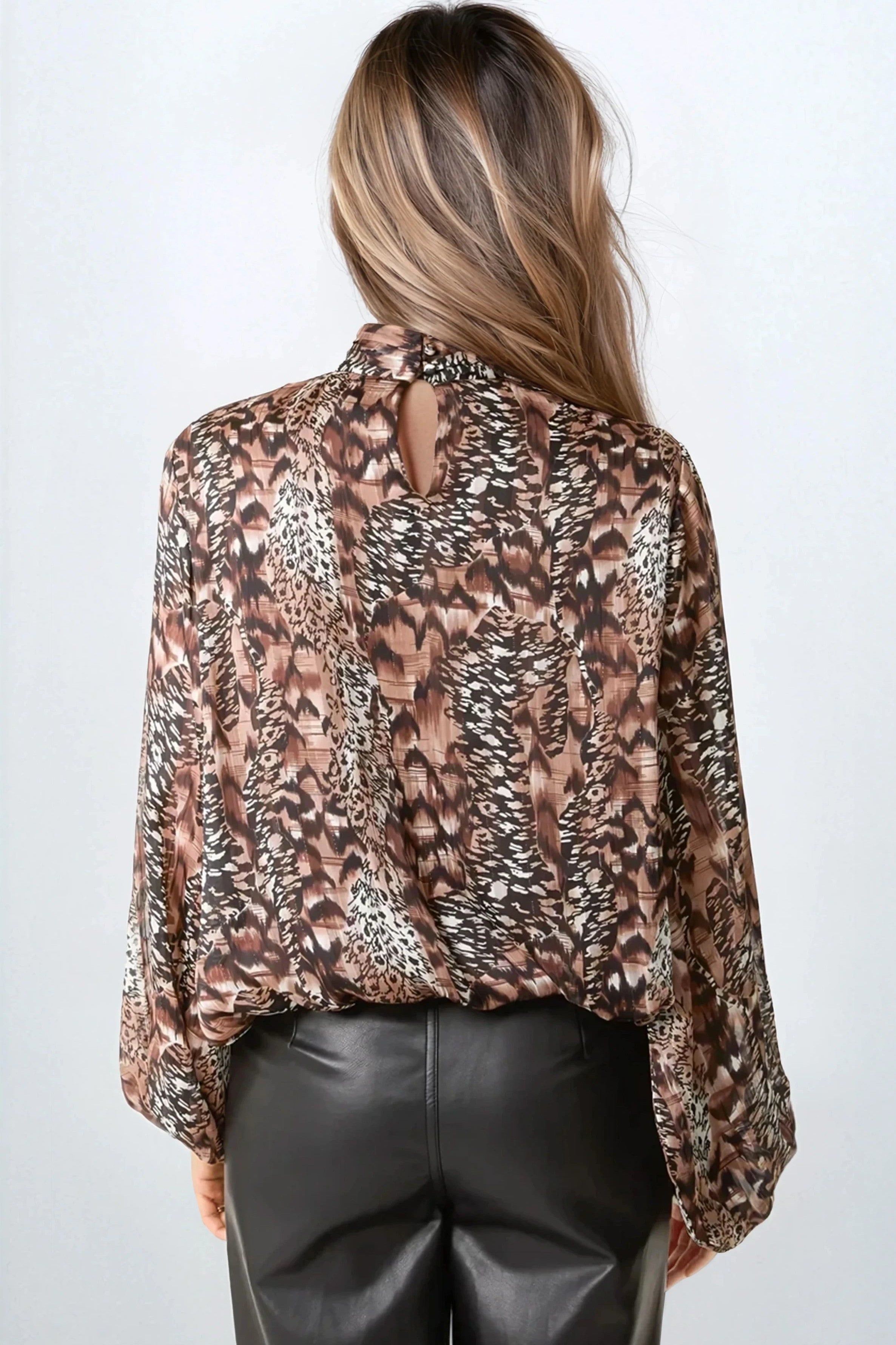 Brown Animal Print  Blouse