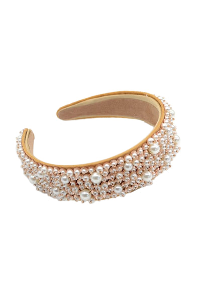 Ivory Beige Mixed Pearl Headband