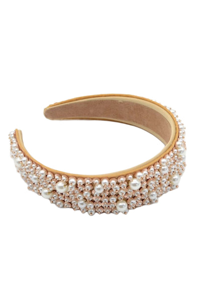 Ivory Beige Mixed Pearl Headband