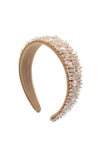 Ivory Beige Mixed Pearl Headband