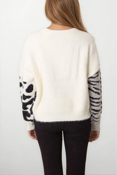Ivory Mixed Animal Pattern Knit Jumper