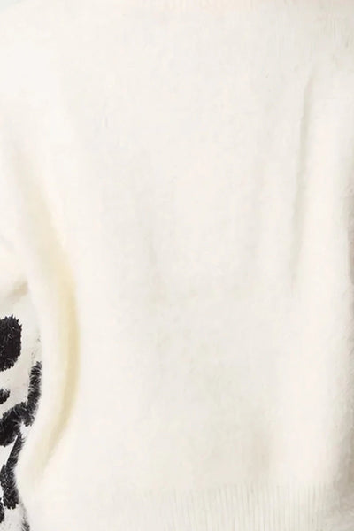 Ivory Mixed Animal Pattern Knit Jumper