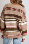Mocha Striped Knit Cardigan