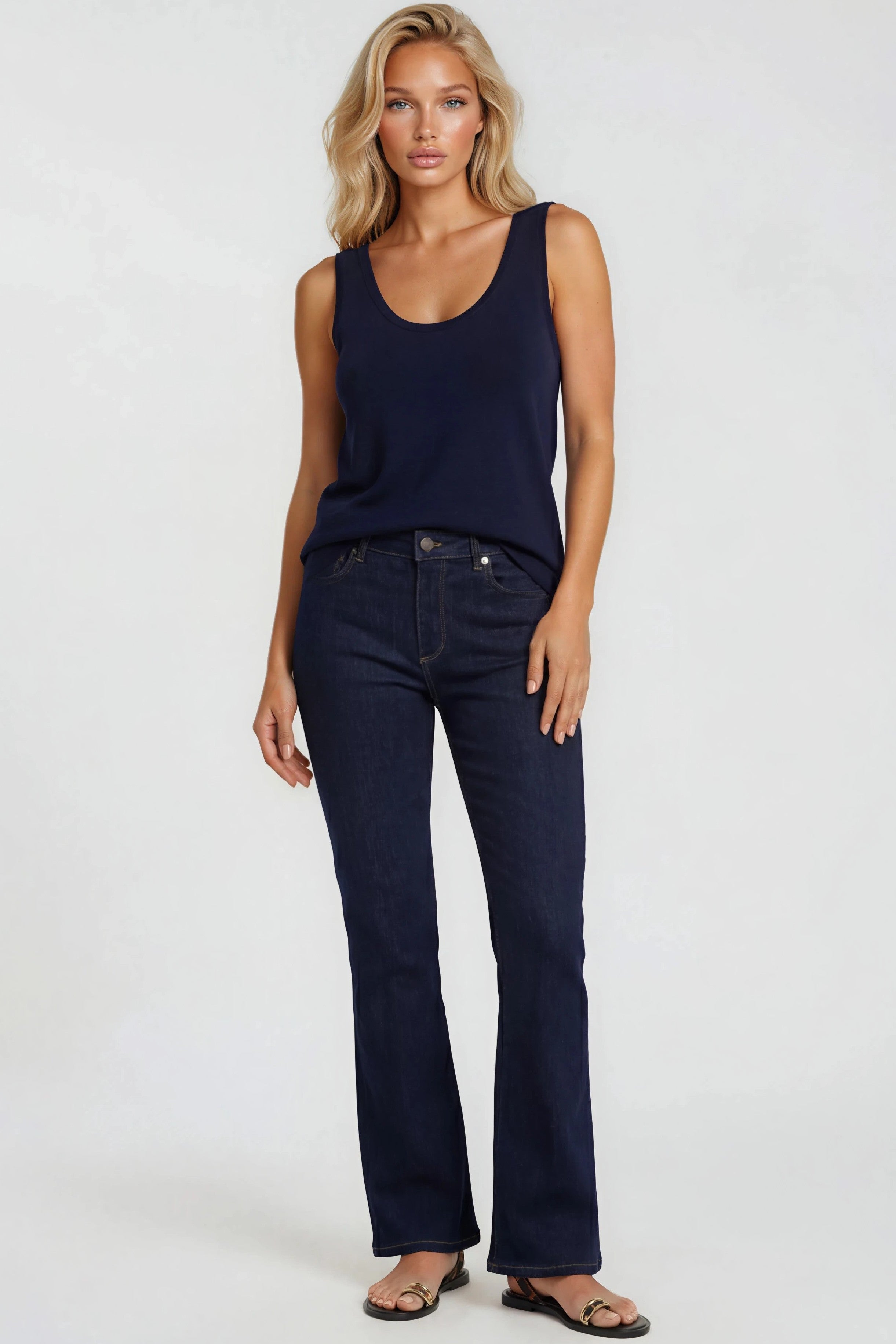 Navy Cotton Vest Top