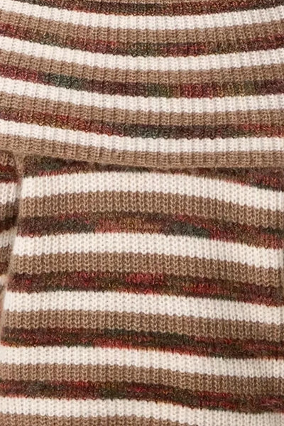 Mocha Off Shoulder Striped Jumper