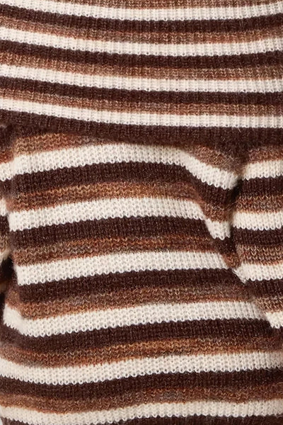 Brown Off The Shoulder Striped Jumper
