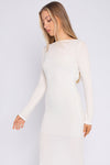 White Long Sleeve Stretch Maxi Dress