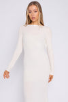 White Long Sleeve Stretch Maxi Dress