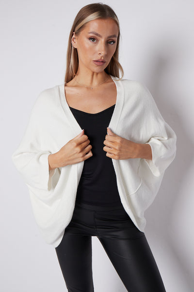 White Open Front Cardigan
