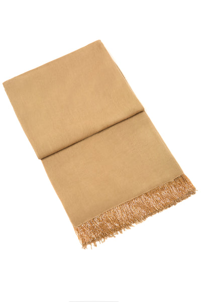 Beige Pashmina Shawl with Beaded Tassels