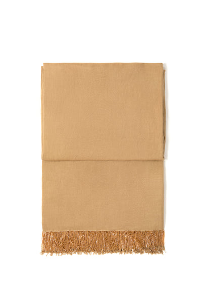 Beige Pashmina Shawl with Beaded Tassels