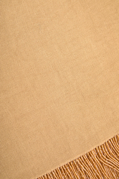 Beige Pashmina Shawl with Beaded Tassels