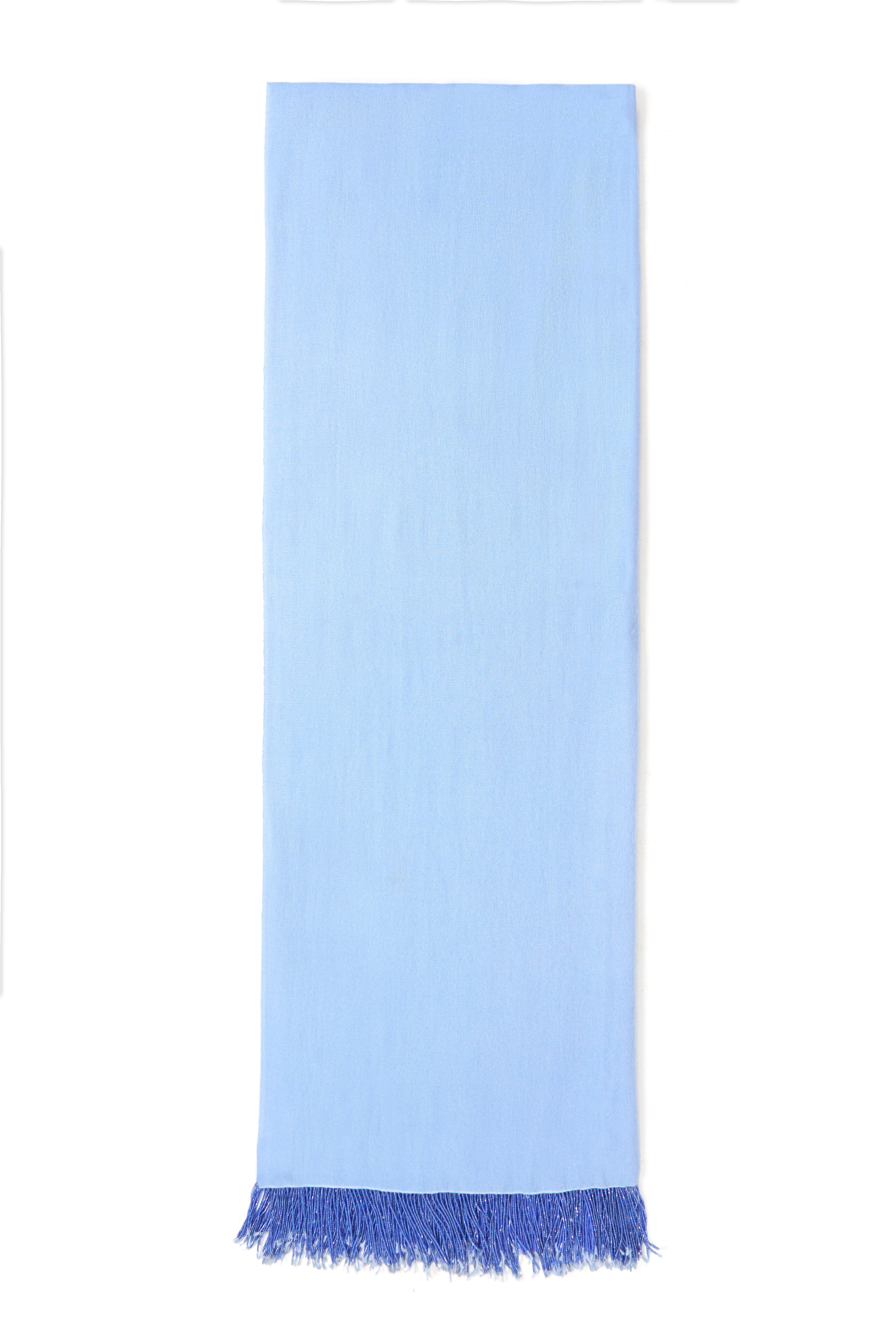 Blue Pashmina Shawl with Beaded Tassels