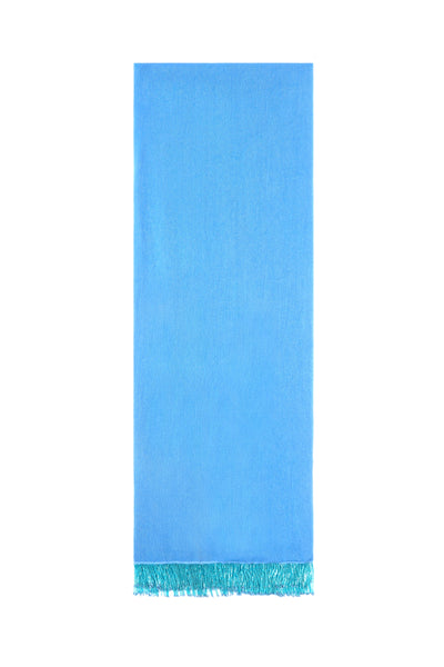 Bright Blue Pashmina Shawl with Beaded Tassels