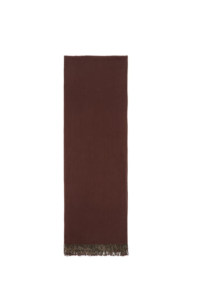 Brown Pashmina Shawl with Beaded Tassels