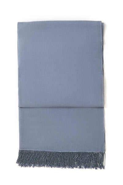 Denim Blue Pashmina Shawl with Beaded Tassels