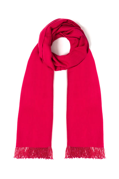 Fuchsia Pashmina Shawl with Beaded Tassels