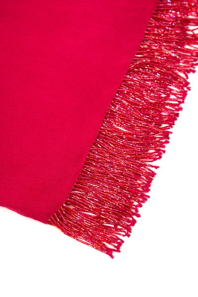 Fuchsia Pashmina Shawl with Beaded Tassels