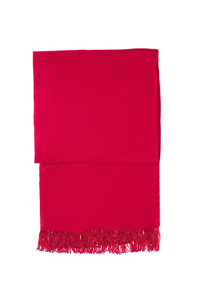 Fuchsia Pashmina Shawl with Beaded Tassels