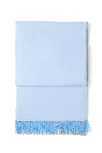 Light Blue Pashmina Shawl with Beaded Tassels