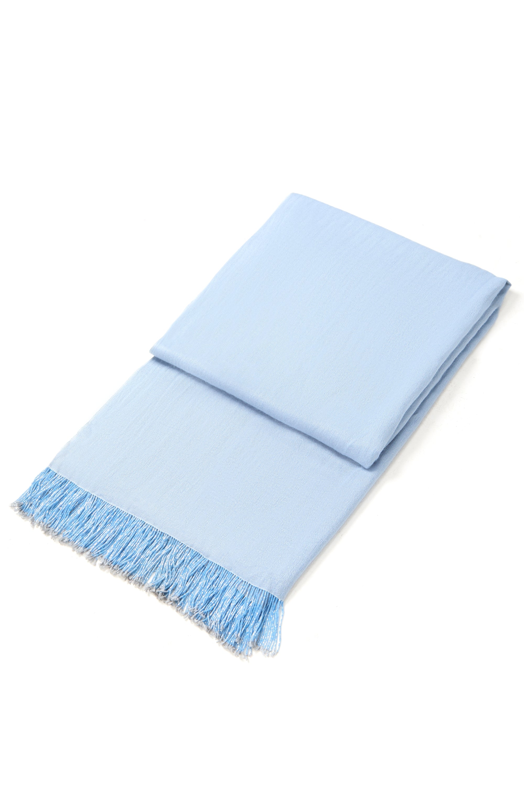 Light Blue Pashmina Shawl with Beaded Tassels