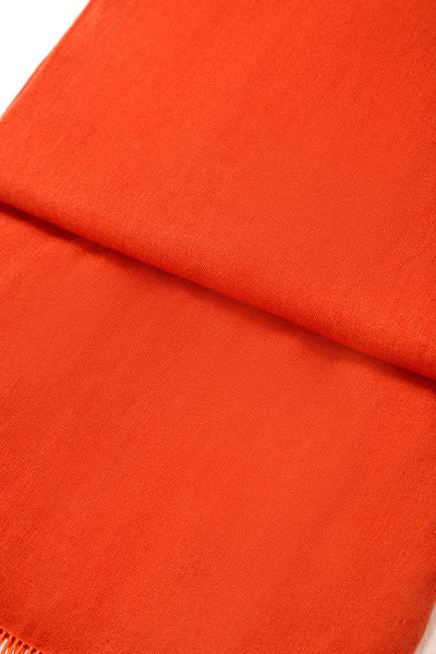 Orange Pashmina Shawl with Beaded Tassels