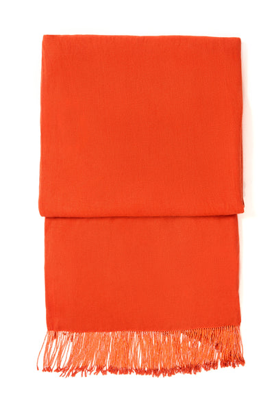 Orange Pashmina Shawl with Beaded Tassels