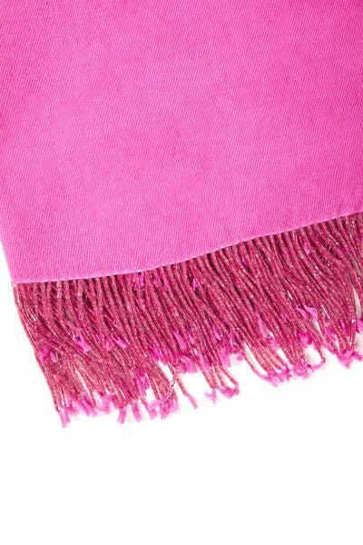 Pink Pashmina Shawl with Beaded Tassels