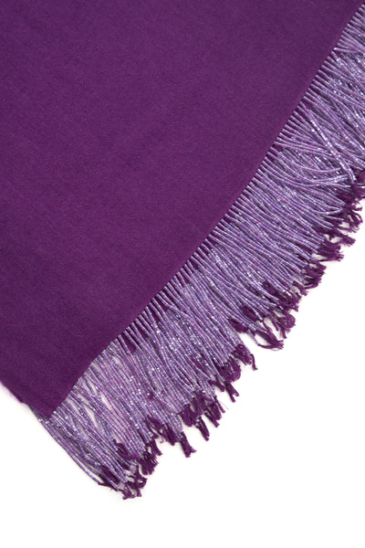 Purple Pashmina Shawl with Beaded Tassels
