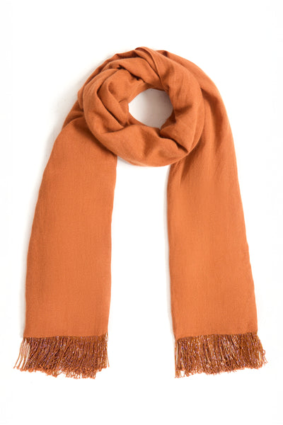 Rust Pashmina Shawl with Beaded Tassels