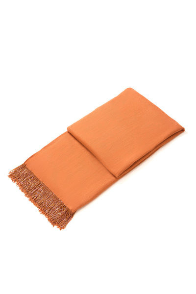 Rust Pashmina Shawl with Beaded Tassels
