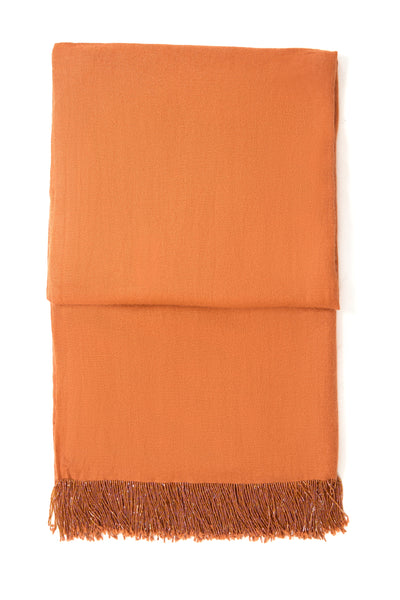 Rust Pashmina Shawl with Beaded Tassels