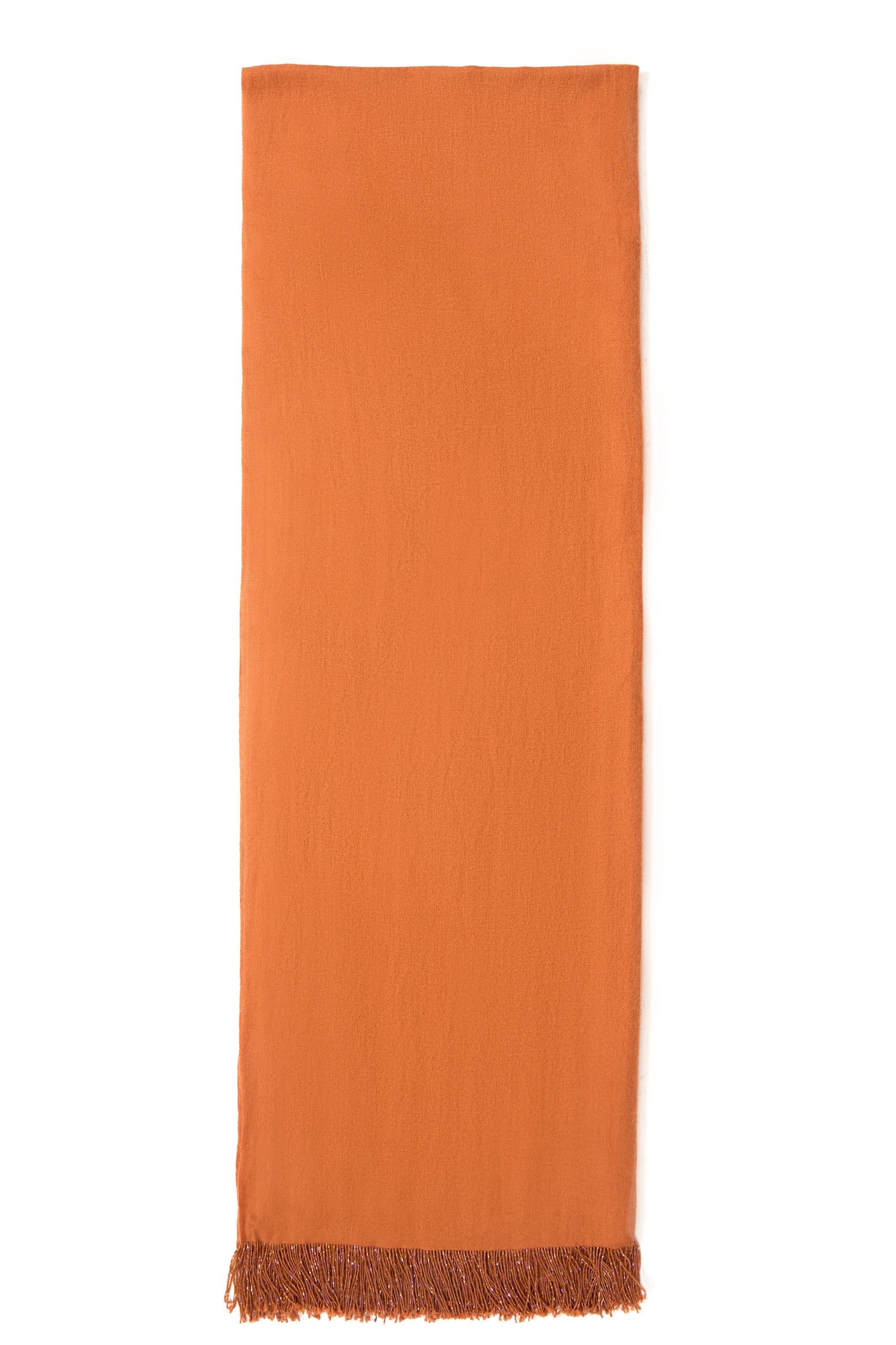 Rust Pashmina Shawl with Beaded Tassels