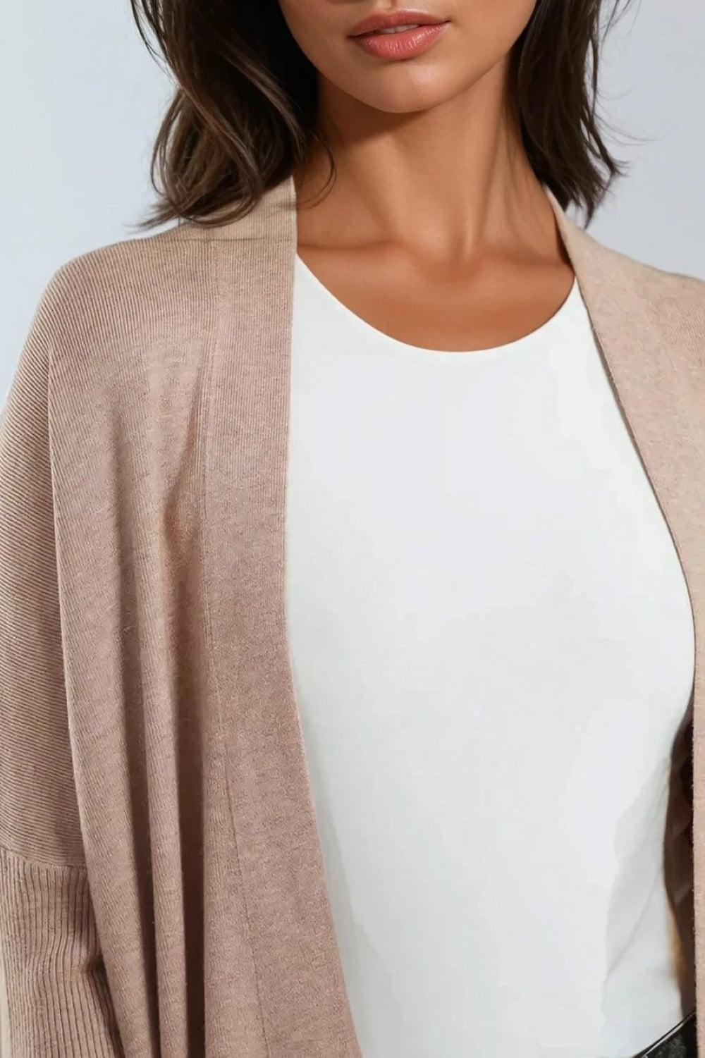 Beige Knit Cardigan with Pockets