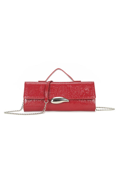 Red Croc Effect Clutch Bag