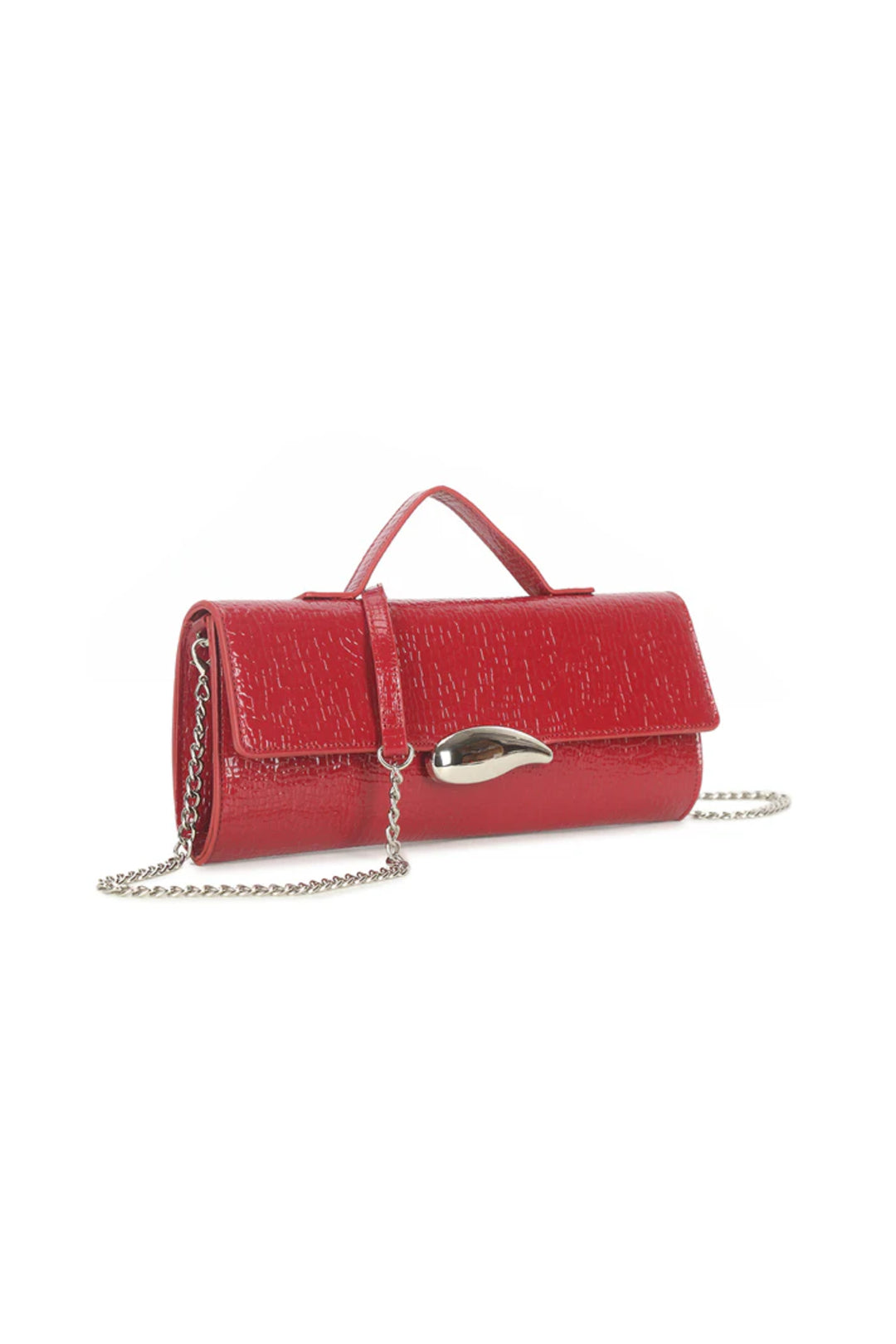 Red Croc Effect Clutch Bag