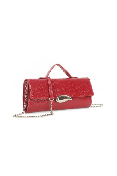 Red Croc Effect Clutch Bag