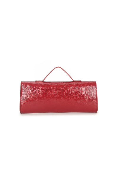 Red Croc Effect Clutch Bag