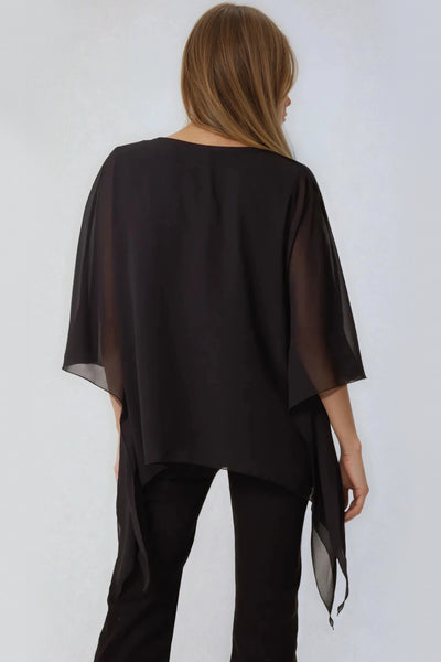 Black Embellished Mesh Top