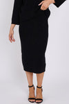 Black Knit Pattern Midi Skirt